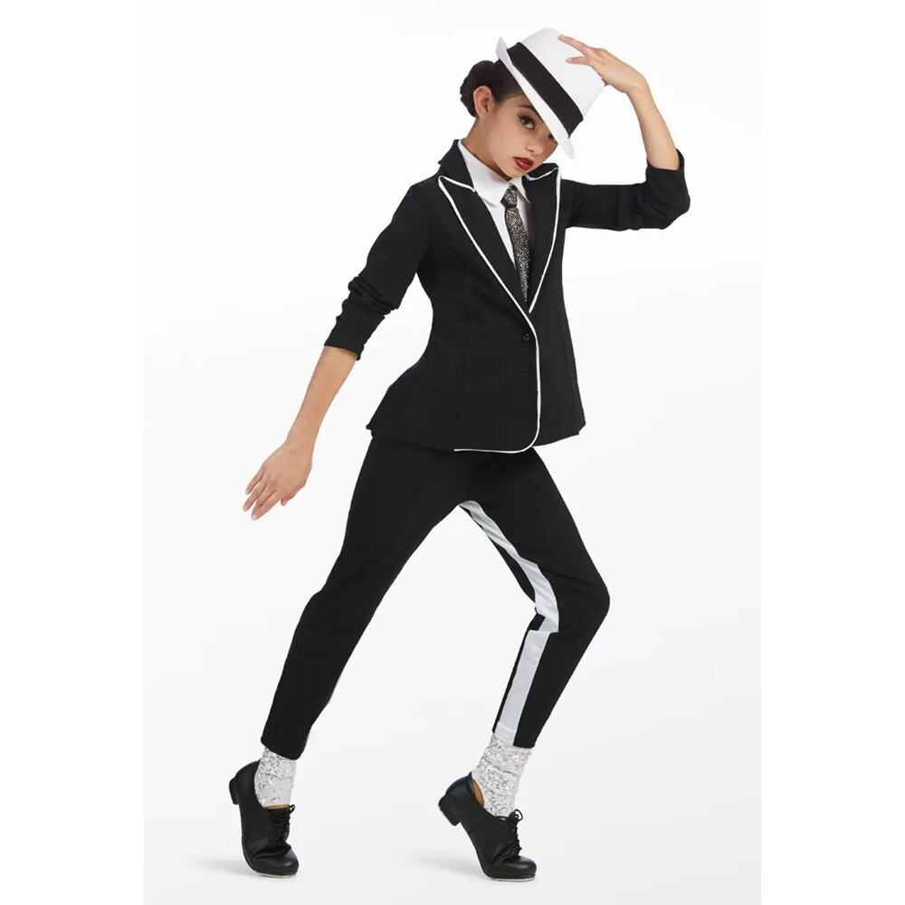 Dance Costume XXL Child Black Weissman 11130 Tap Jazz Clogging Hip Hop Suit 2 pc